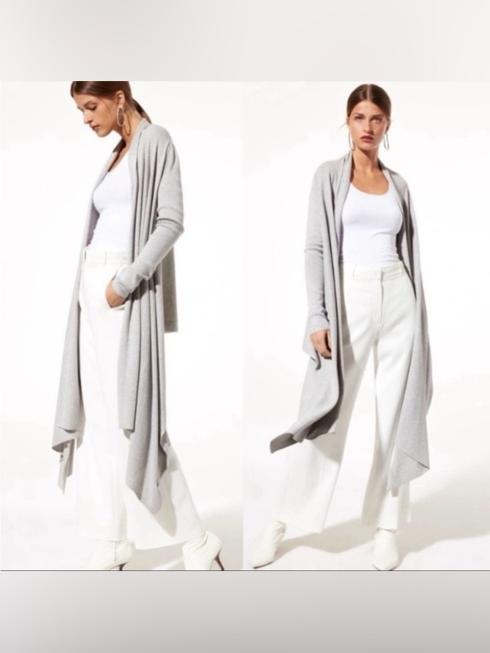 Aritzia Talula Babaton silk cashmere waterfall cardigan XS light gray cozy knit